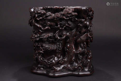 CHINESE LACQUER PEN HOLDER, QIANLONG MARK