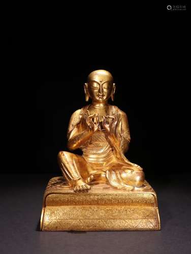 CHINESE GILT BRONZE BUDDHA