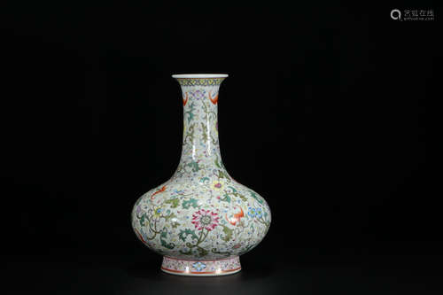 CHINESE FAMILLE ROSE VASE, QIANLONG MARK