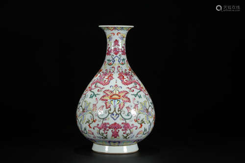 CHINESE FAMILLE ROSE VASE, QIANLONG MARK