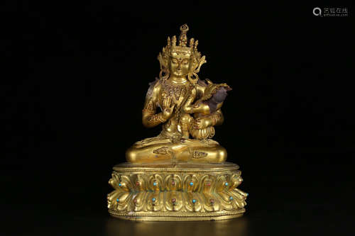 CHINESE GILT BRONZE BUDDHA