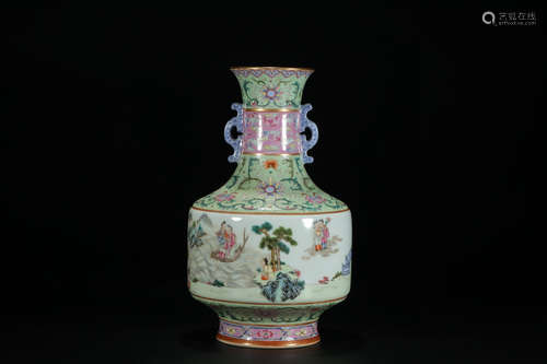 CHINESE FAMILLE ROSE VASE, QIANLONG MARK