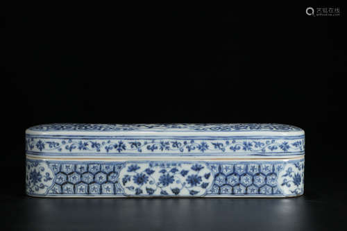 CHINESE BLUE AND WHITE BOX, XUANDE MARK