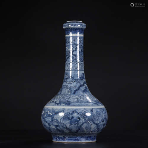 CHINESE BLUE AD WHITE GARLIC VASE