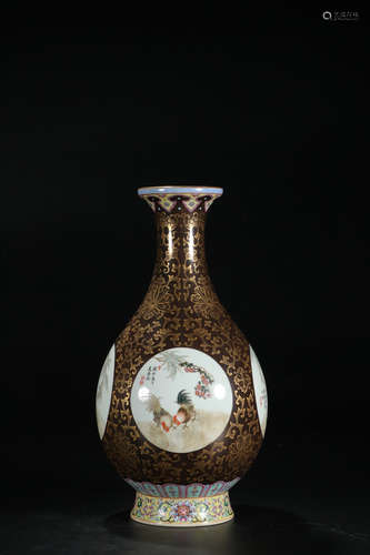 CHINESE GOLD GLAZED BOTTLE, QIANLONG MARK