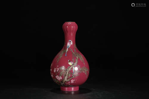 CHINESE FAMILLE ROSE GARLIC BOTTLE, YONGZHENG MARK