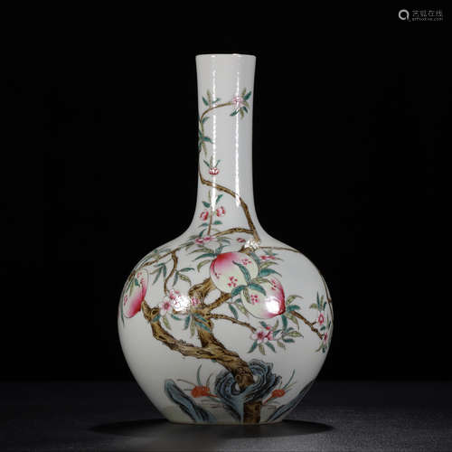 CHINESE FAMILLE ROSE VASE, QIANLONG MARK