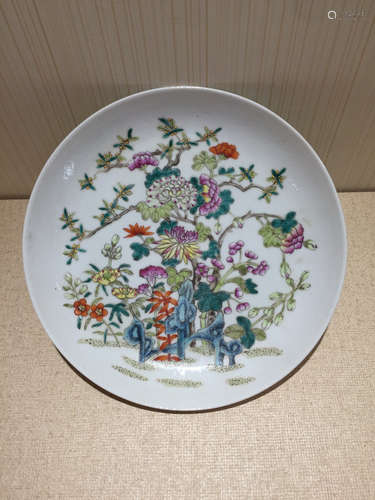 CHINESE FAMILLE ROSE PLATE, TONGZHI MARK