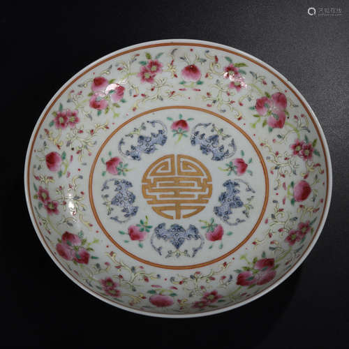 CHINESE FAMILLE ROSE PLATE, QIANLONG MARK