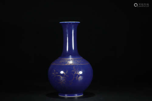 CHINESE BLUE GLAZED VASE, GUANGXU MARK