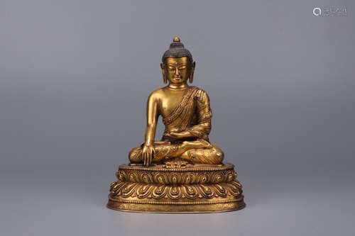 CHINESE GILT BRONZE STATUE, QING DYNASTY