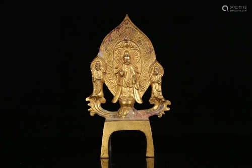 CHINESE GILT BRONZE BUDDHA CHAIR