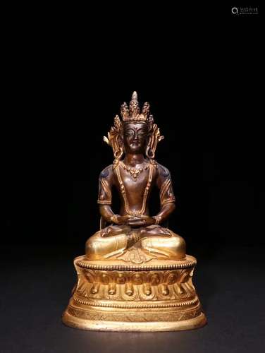 CHINESE GILT BRONZE BUDDHA