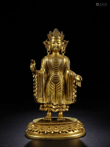 CHINESE GILT BRONZE BUDDHA