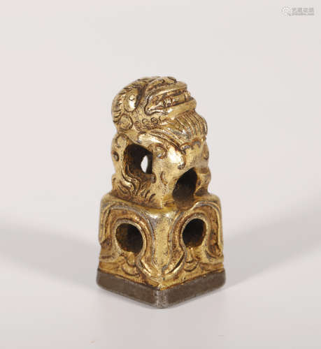 Qing Dynasty - Iron and Gold Lion Seal