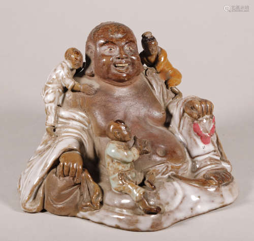 Qing Dynasty - Shiwan Ware Buddha Statue