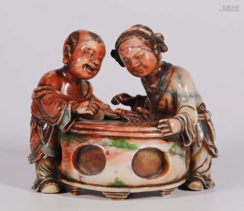 Qing Dynasty - Shoushan Stone Figure Ornament