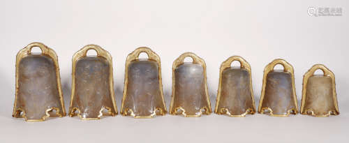 Liao Dynasty - Set of 7 Gilt Silver Wrap Agate Bell