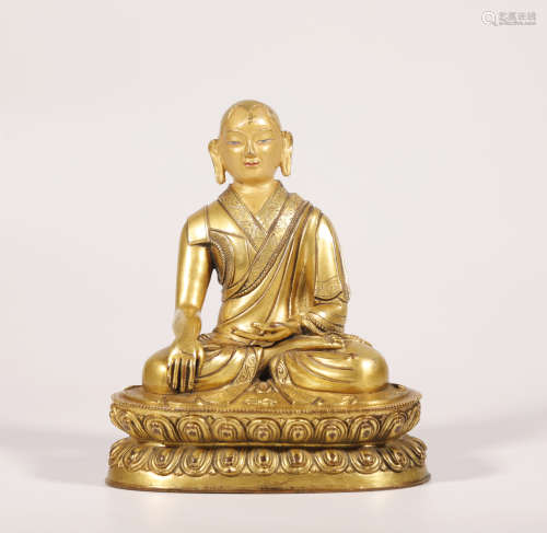 Qing Dynasty - Gilt Buddha Statue