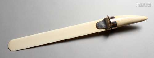 A LARGE SILVER MOUNTED IVORY PAPER KNIFE. Birmingham 1904. 17.5ins long.