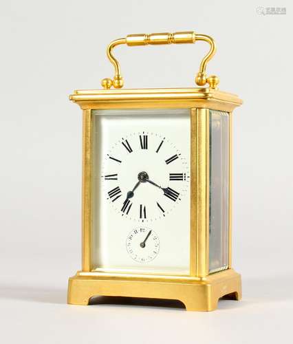 A GOOD FRENCH ALARM CARRIAGE CLOCK. 4.5ins high.