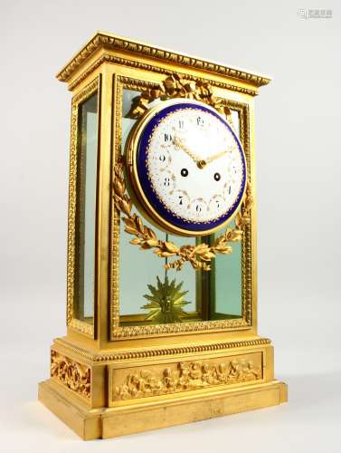 A LARGE 19TH CENTURY FRENCH FOUR GLASS CLOCK by RAINGO FRES., PARIS. NO. 403 with eight day