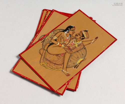 A SET OF INDIAN EROTIC CARDS.