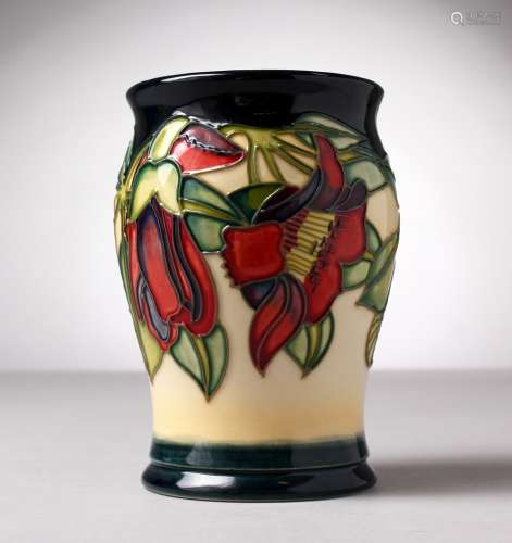 A MOORCROFT POTTERY VASE. Signed Nicole Stanley, 2000. 5.5ins high.