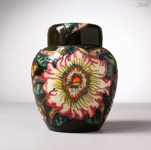 A MOORCROFT POTTERY GINGER JAR AND COVER. 6ins high. WM 98.