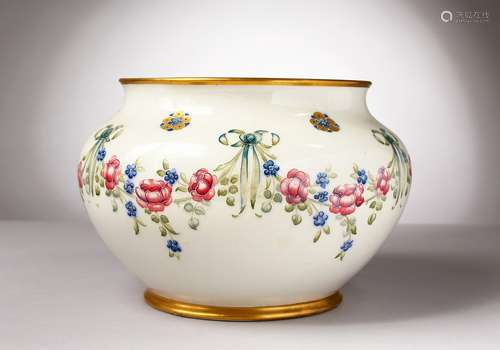 A VERY GOOD LARGE MOORCROFT POTTERY CRCULAR JARDINIERE, 