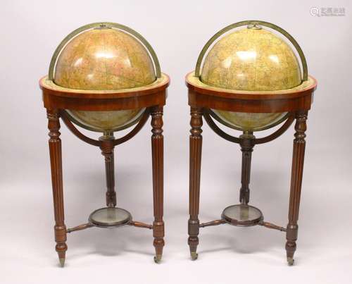 A SUPERB PAIR OF 19TH CENTURY TERRESTRIAL AND CELESTIAL GLOBES ON STAND by THOMAS MALBY & SON, 37