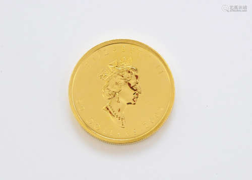 A modern Canadian fifty dollar gold coin, EF, dated 2002, 31g, marked as fine gold 9999, 1oz Or Pur