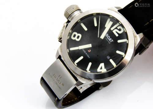 A modern U-BOAT automatic gentleman~s wristwatch, large 45mm case plus winder totalling 55mm,