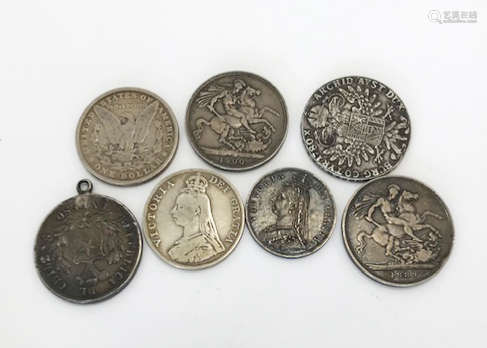 A collection of Victorian and George V silver coinage, together with modern crowns and other British