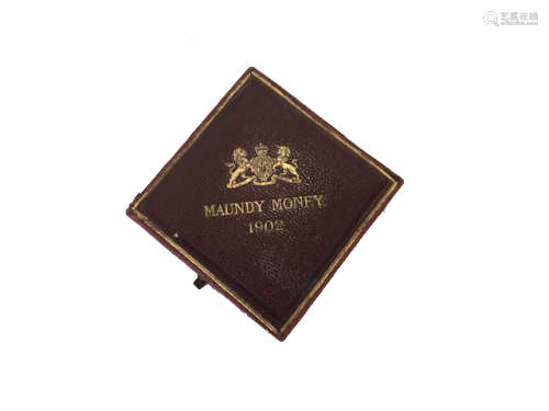 A part Edward VII Maundy coin set, in diamond shaped box, with 4p, 3p and 2p, also George V 1911