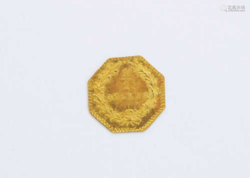 A 19th Century United States of America gold half dollar coin, the octagonal coin dated 1880, F-VF