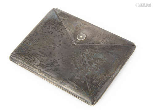 An Art Deco period silver cigarette case, in the form of an envelope with sprung covers, 5.7 ozt