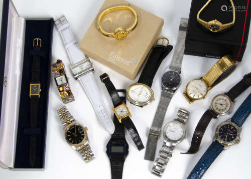 A small group of watches, including a gold plated Montine manual wind gents example, a vintage