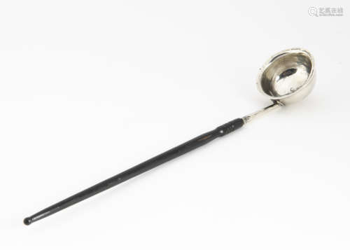 A small George III silver toddy ladle, with black painted turned wooden handle, c1799, 23cm