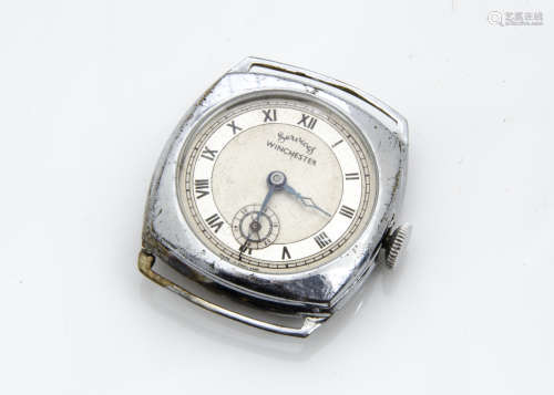A c1950s Services Winchester mid sized or boys wristwatch, 30mm chromed case, silver dial, appears