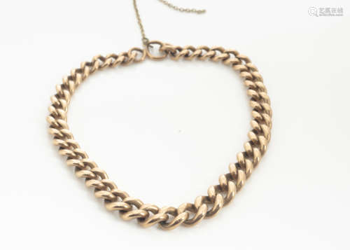 A 9ct gold curb linked chain, lacking clasps, 25g, 25cm
