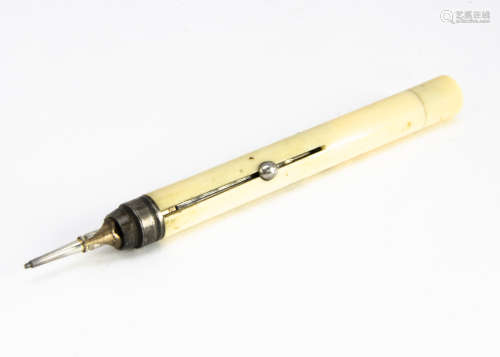 A Victorian ivory retractable pencil and fountain pen by S. Mordan & Co