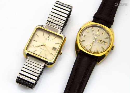 Two c1970s Favre-Leuba automatic gentlemen~s wristwatches, one square case on later expanding strap,