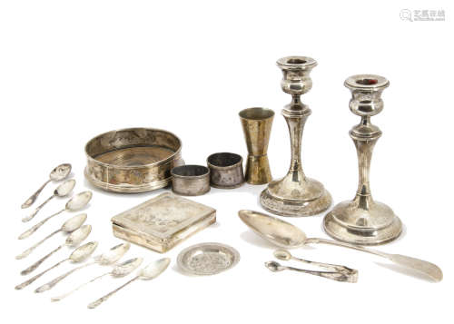 A collection of 19th and 20th Century silver and silver plated items, including a pair of silver