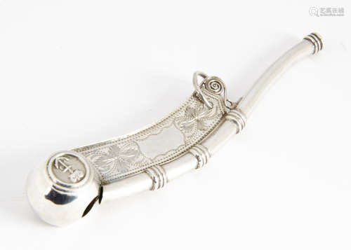 A Victorian silver boson~s whistle by Hilliard & Thomason, 10cm