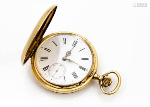 An early 20th Century continental yellow metal full hunter pocket watch, marked Aemontoia to inner
