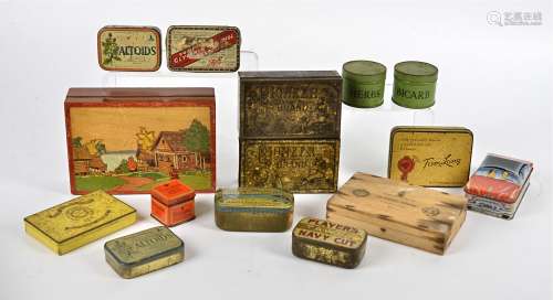 20th Century tin boxes, for 'Golden Flake Cavendish', 'Allenbury's Pastilles', 'State Express