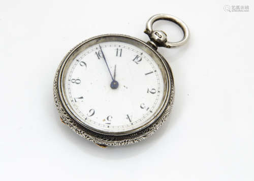 A late Victorian silver lady~s open faced pocket watch