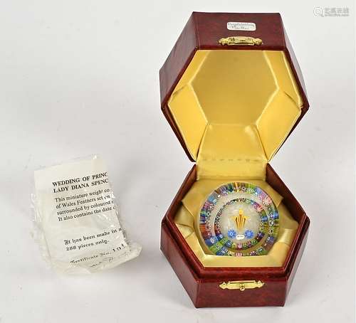 A 1981 Royal Wedding paperweight, number 191 of a limited run of 288, Perthshire paperweights,