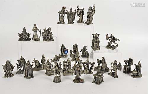 a collection of pewter ornaments from The Tudor Mint Myth and Magic Collection, including 'The